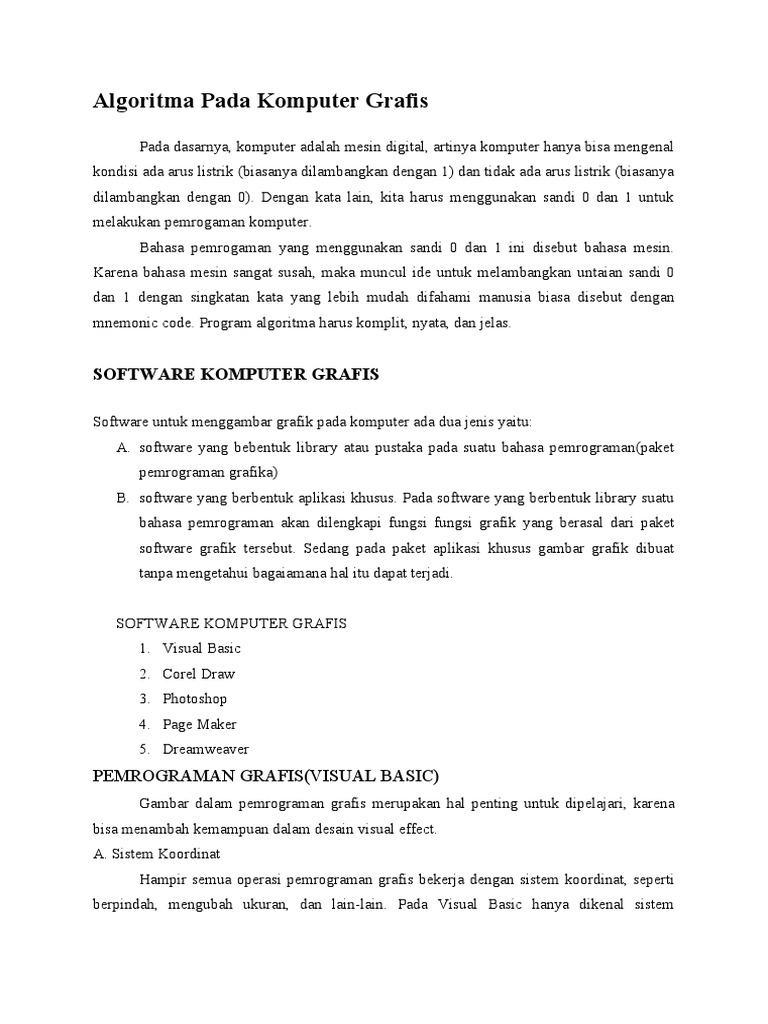 Algoritma Grafis Visual Basic | PDF