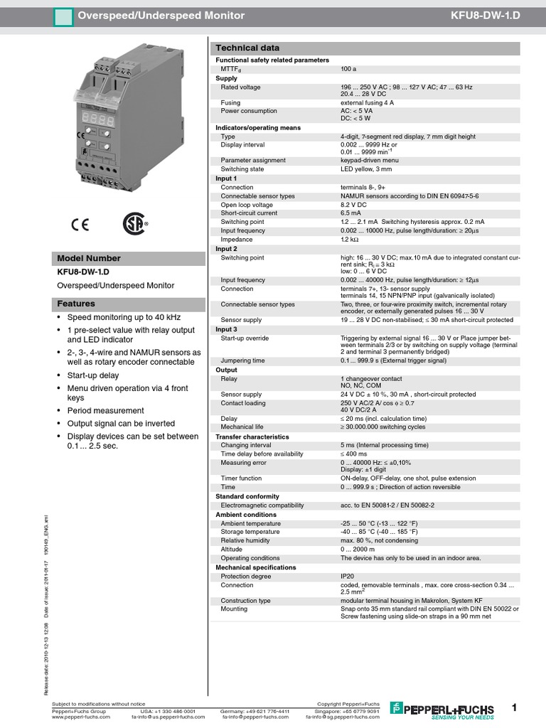 Technical Data KFU8DW1.D PDF Relay Power Supply