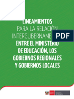 Lineamientos para La Relación Intergubernamental Entre El Ministerio de Educación, Los Gobiernos Regionales y Gobiernos Locales