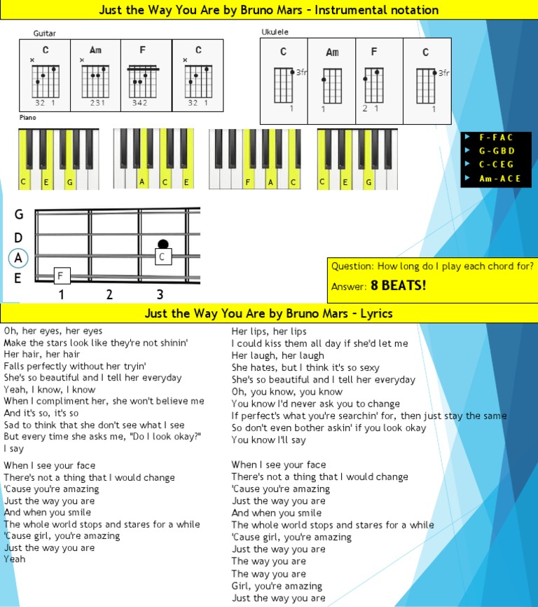 Just The Way You Are Song Sheet | PDF | Songs