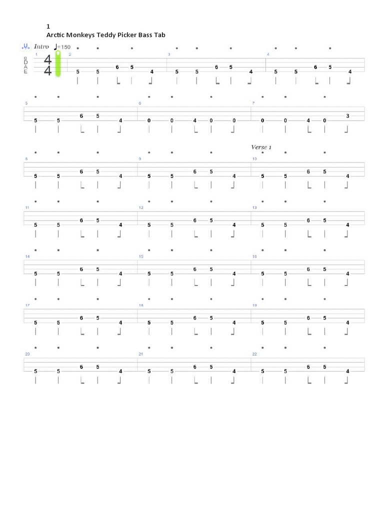 Arctic Monkeys Teddy Picker Bass Tab PDF