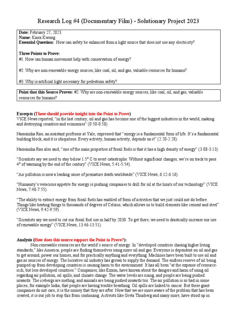 Solutionary Log 4 Documentary Film PDF Fossil Fuels Energy