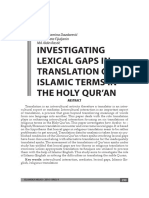 Prof. DR Samina Dazdarević, Ma Fahreta Fijuljanin, Ma Aldin Rastić, Investigating Lexical Gaps in Translation of Islamic Terms in The Holy Qur'An