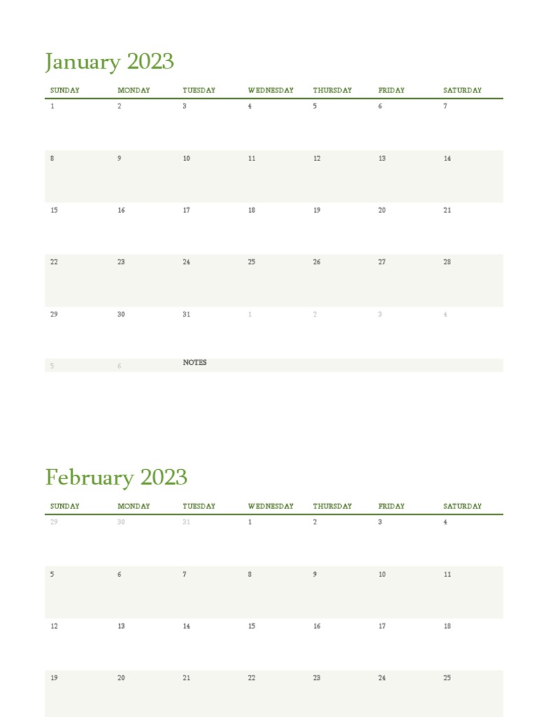 Any Year Calendar 1 Month Per Tab