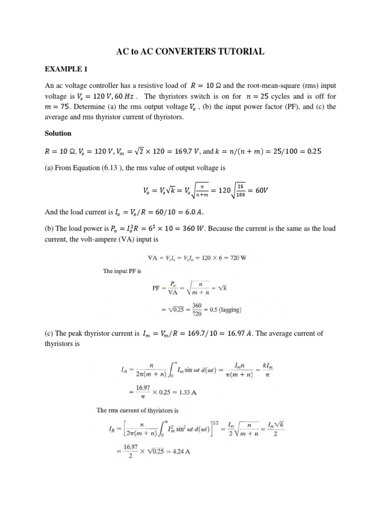 AC to AC Converter Tutorial Guide | PDF | Root Mean Square | Physical ...