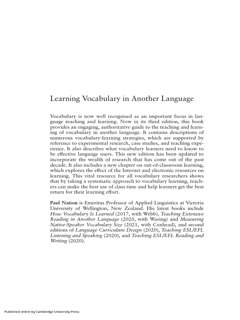 Learning Vocabulary in Another Language PDF | PDF | Vocabulary