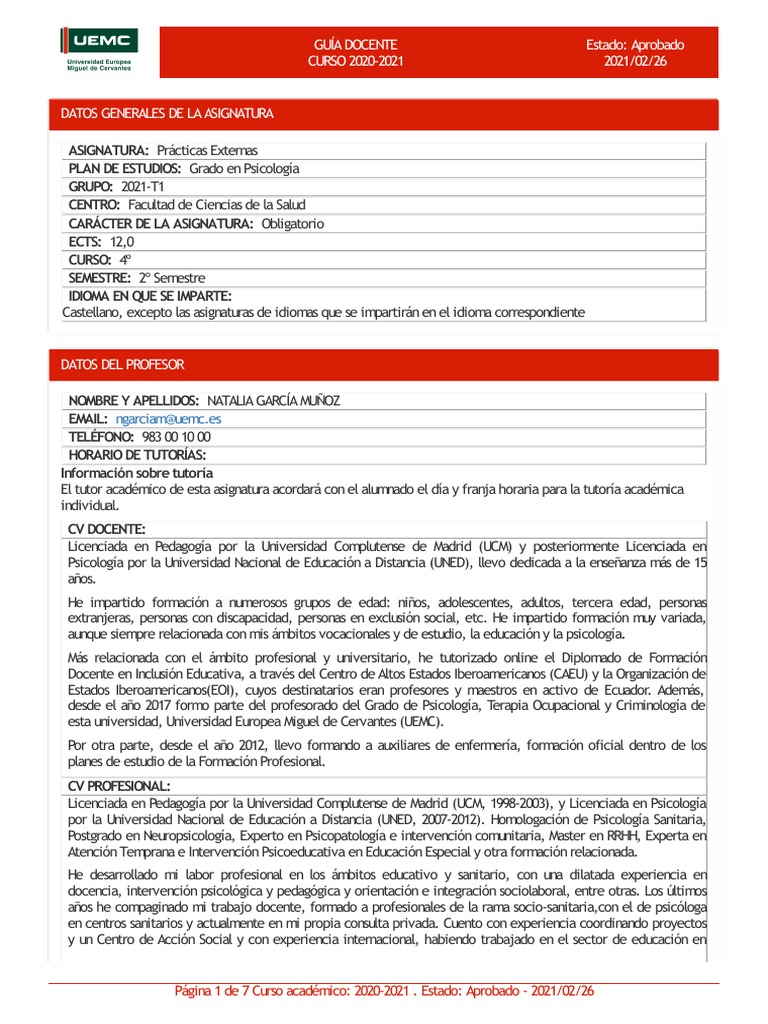 GuiaDocente 17208 | PDF | Sicología | Evaluación