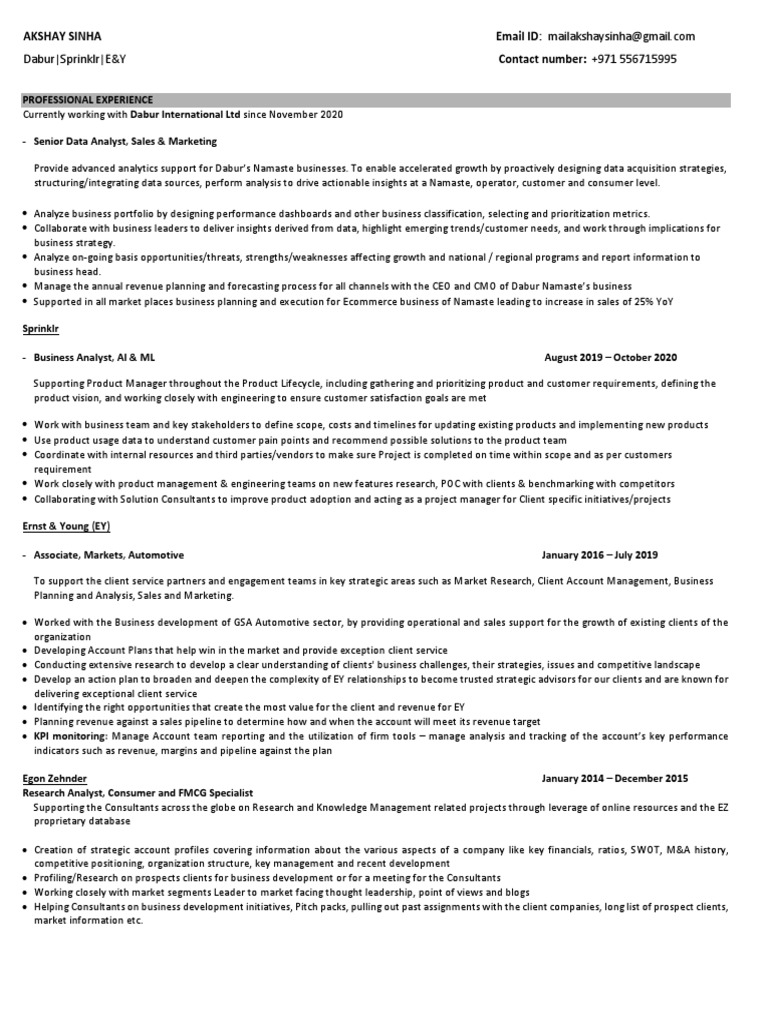 Akshay Sinha: Data Analyst Profile | PDF | Sales | Consultant