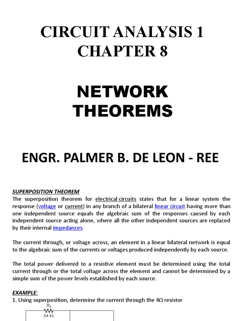 CKT1 Chap8 Network Theorems PDF Electrical Network Electrical