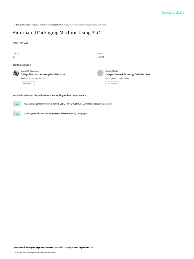 Automated Packaging Machine Using Plc Download Free Pdf Switch Relay