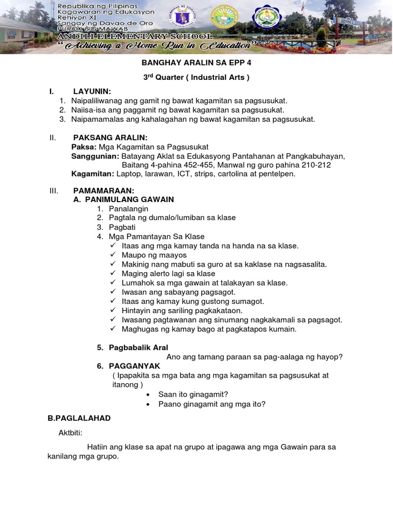 Banghay Aralin Sa Epp 4 | PDF