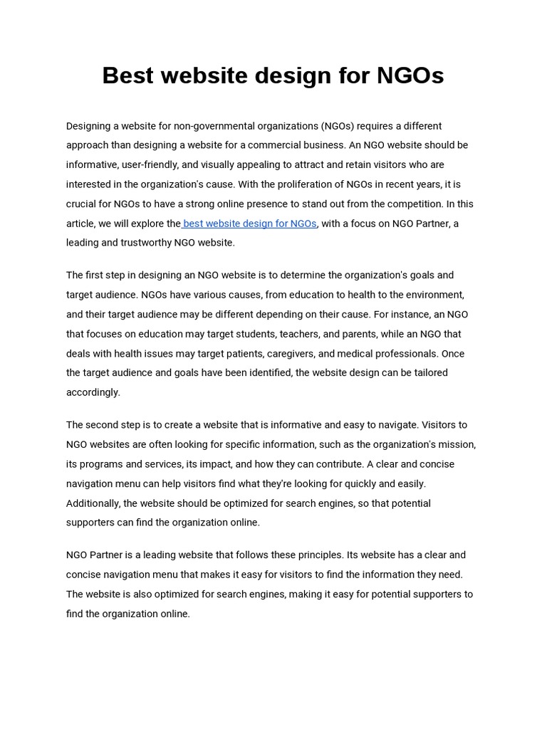 Best site Design For NGOs PDF sites Non Governmental
