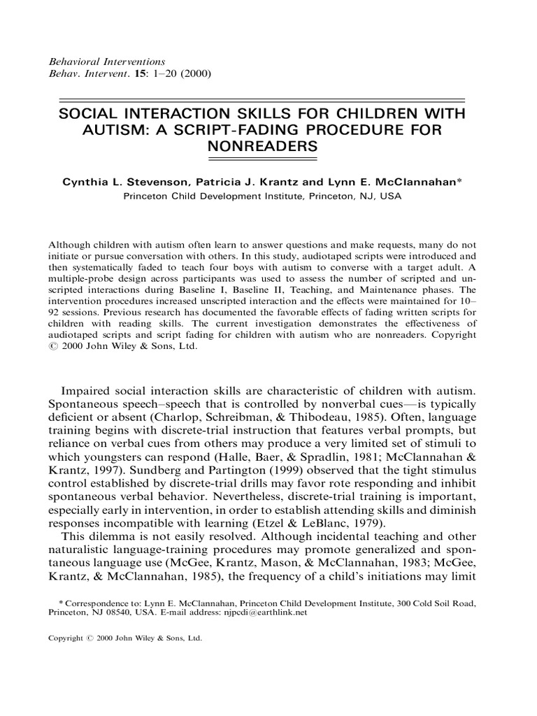Stevenson2000 PDF Download Free PDF Autism Spectrum Verb