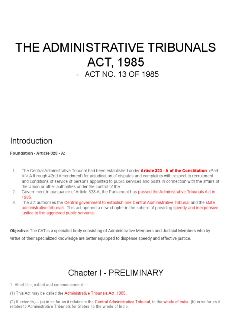 The Administrative Tribunals Act, 1985 PDF Jurisdiction Tribunal