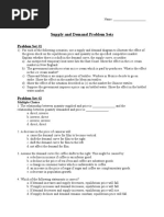 Supply and Demand College Problem Sets