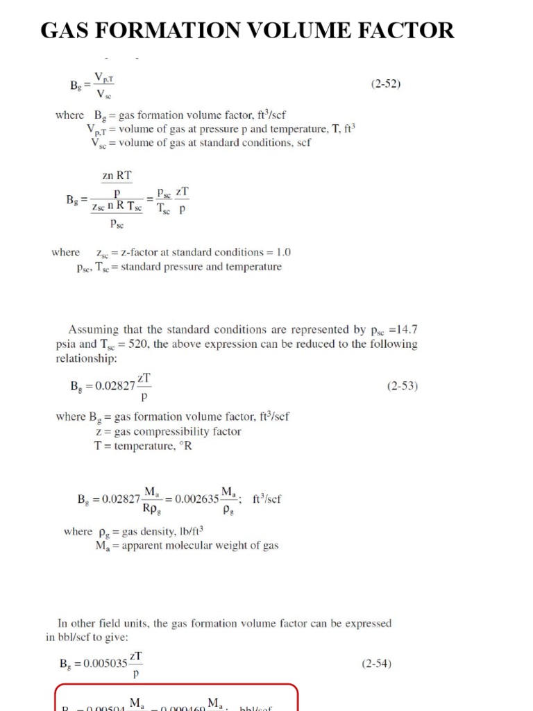 Gas Formation Volume Factor | PDF