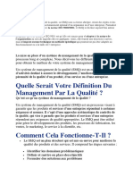 Quelle Serait Votre Définition Du Management Par La Qualité ?