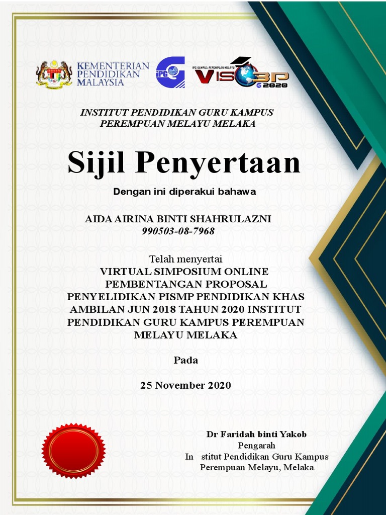 Template sijil penyertaan | PDF