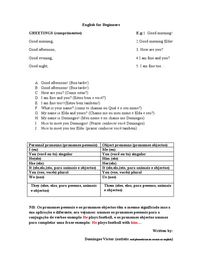 Introdução ao Inglês para Iniciantes | PDF | Artes Linguísticas e ...