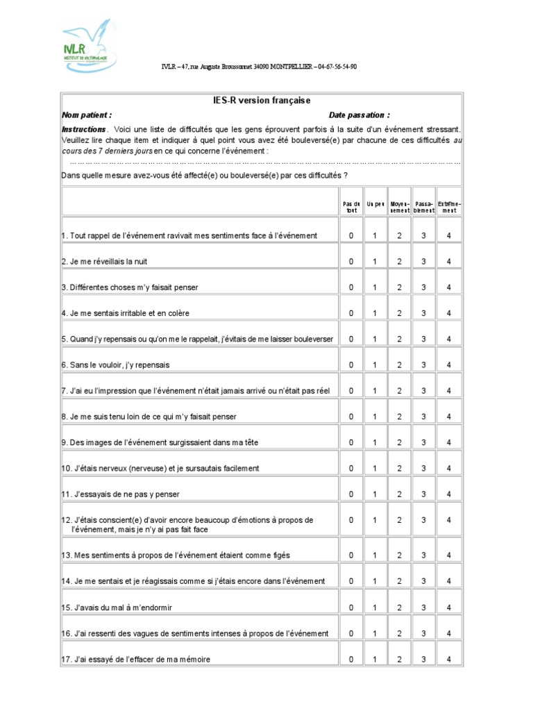 Ies R Pdf Deutsch | Impact of Events Scale – RQKOCO