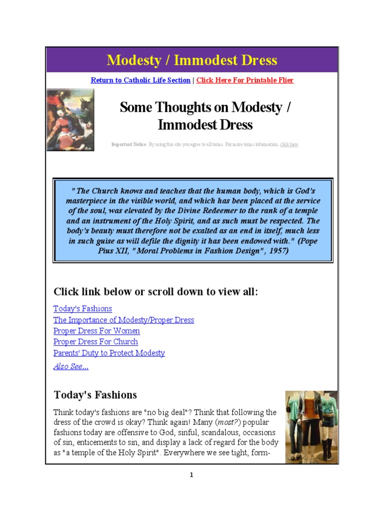 Modesty in Catholic Dress Guidelines | PDF | Modesty | Dress