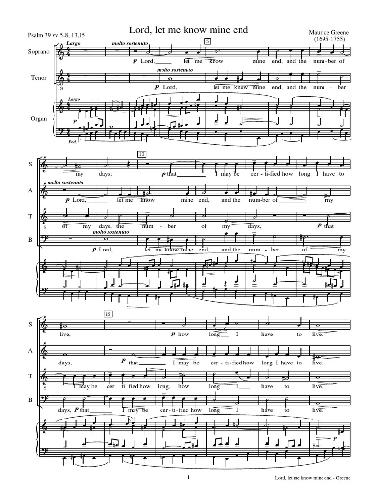 Lord, Let Me Know Mine End - Greene | PDF | Elements Of Music