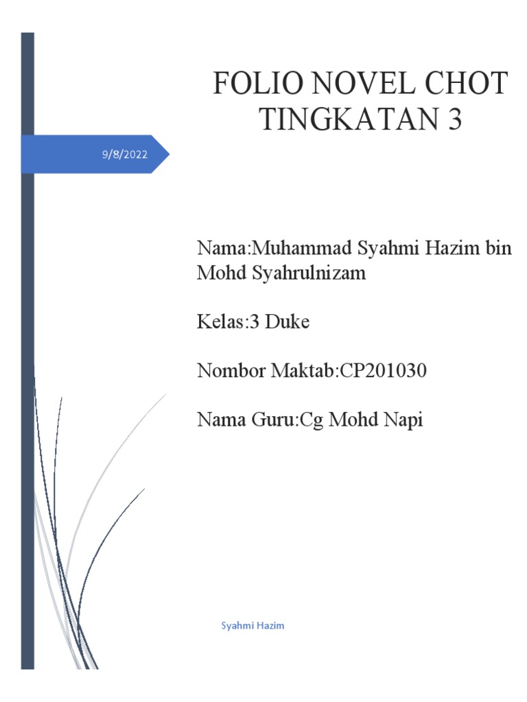 Folio Novel Chot Tingkatan 3 | PDF