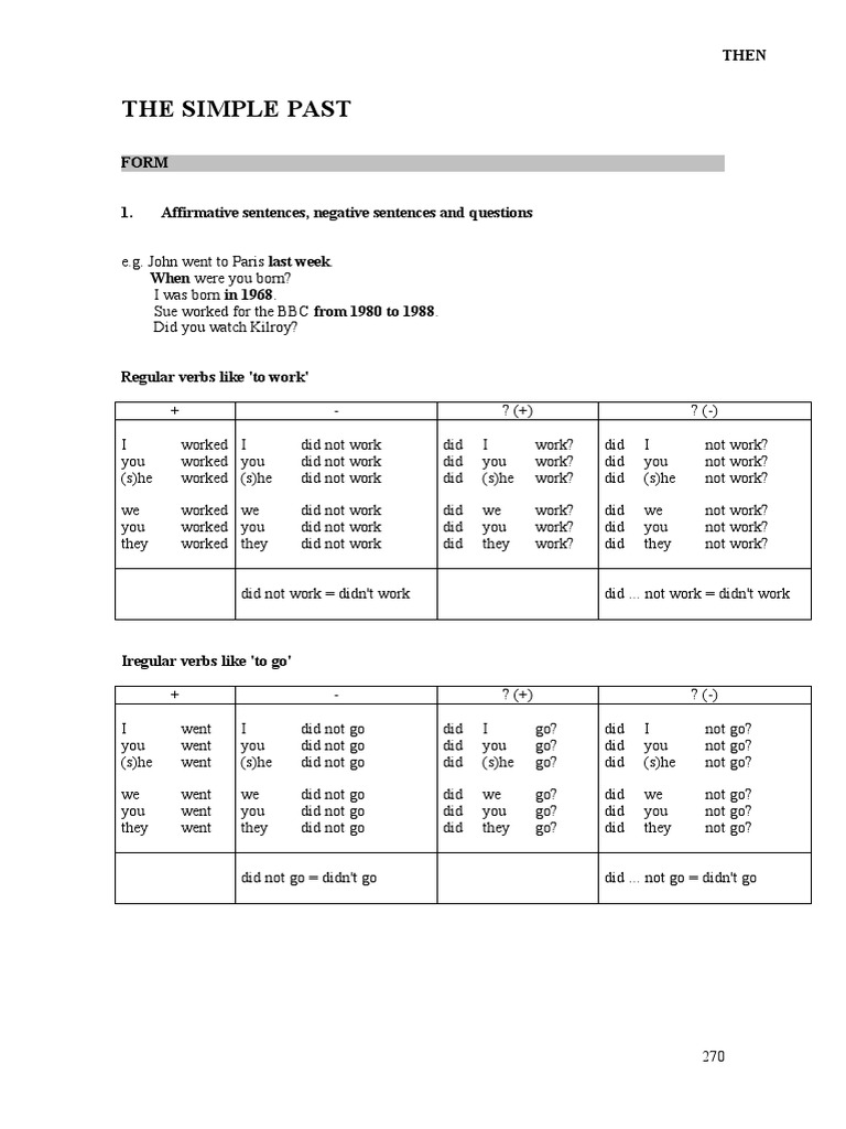 Simple Past Tense Guide | PDF | Grammar | Linguistics
