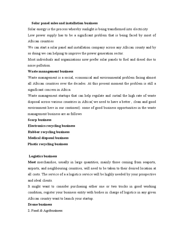 Solar Panel Sales and Installation Business PDF Waste Management