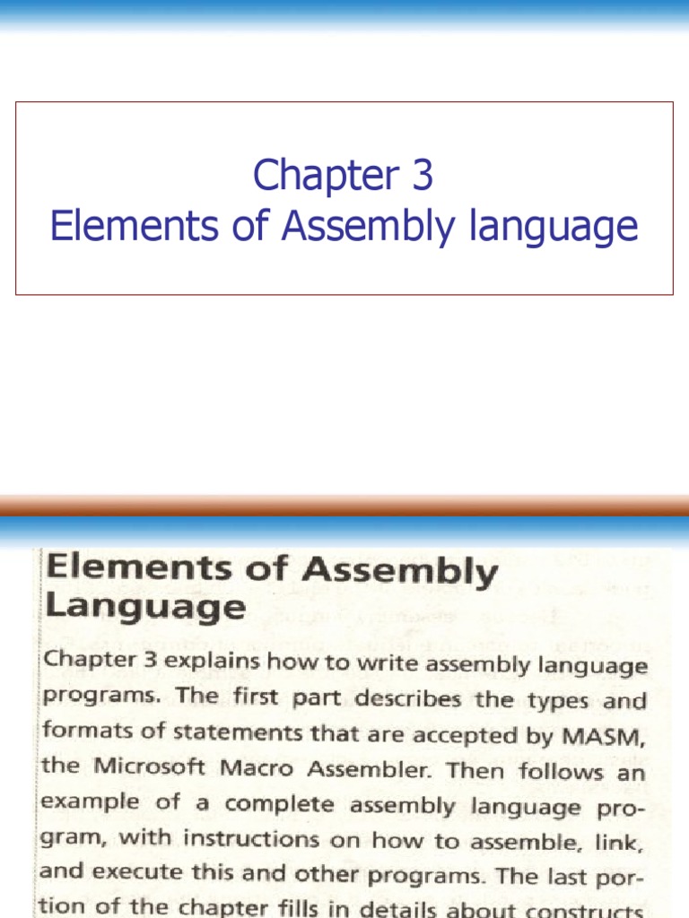 Chapter 3Elements of Assembler Language Download Free PDF Assembly