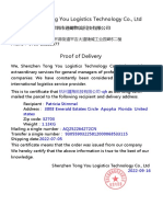 Logistics Proof of Delivery Certificate for Patricia Stimmel