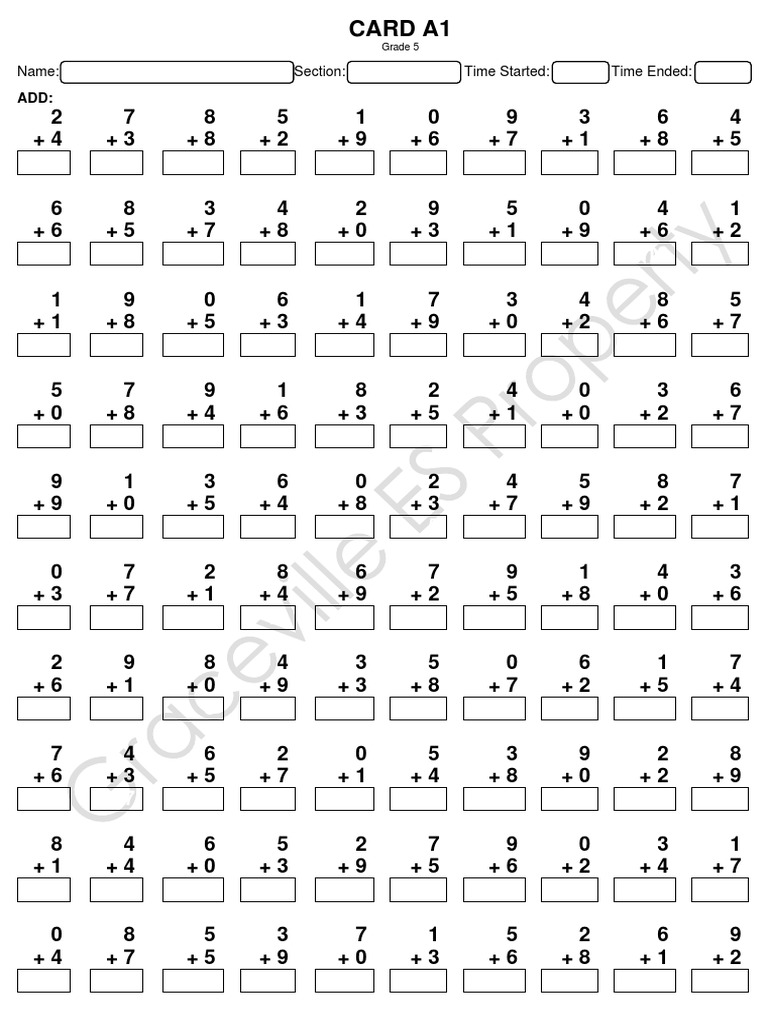 Grade 5 Math Window Cards | PDF