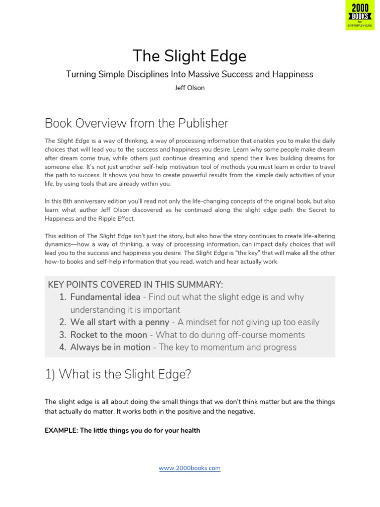 Slight Edge PDF PDF Cognition