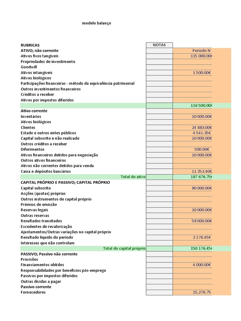 Modelo de Balanço, Ex 12 | PDF | Capital próprio (finanças) | Balancete