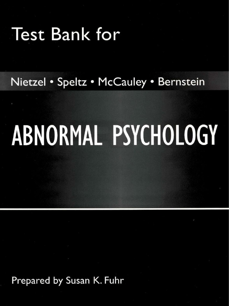 Abnormal Psychology Test Bank Fuhr PDF Id Neuron