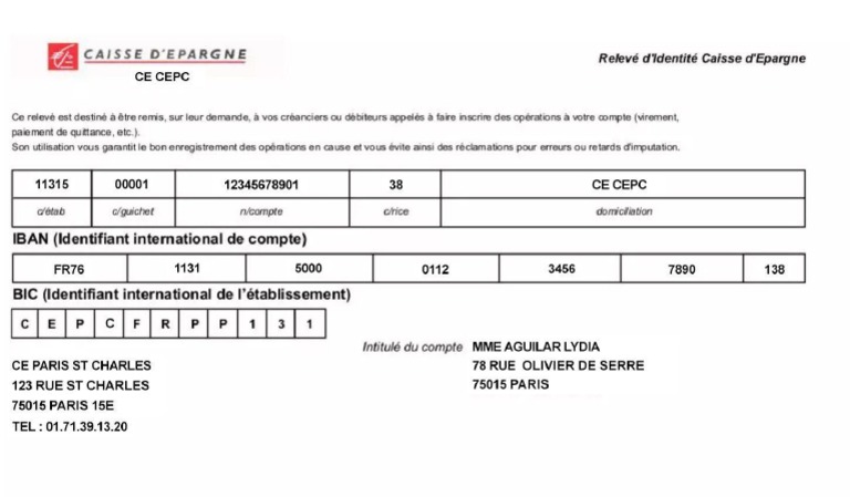 RIB Caisse D'épargne - Lydia - Aguilar - Zeendoc | PDF | Finance et ...