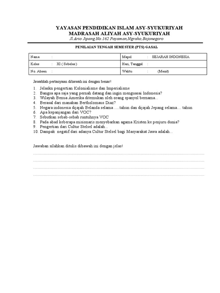 Soal PTS Ma | PDF
