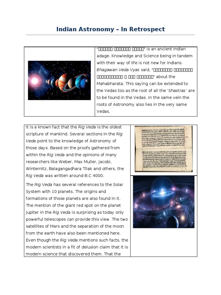 Indian Astronomy | PDF | Vedas | Hindu Astrology