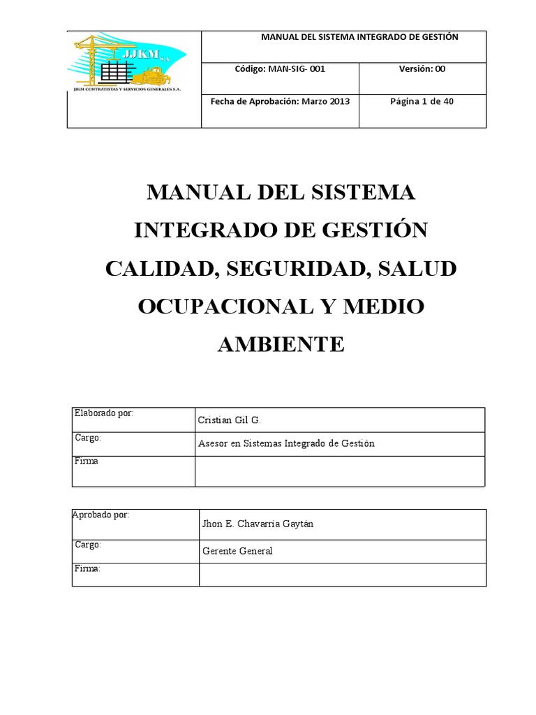 Manual Del Sistema Integrado de Gestión - Ver 00 | Descargar gratis PDF ...
