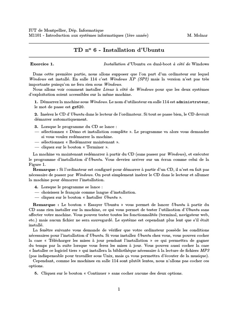 TD 06 | PDF | Installation (Programmes informatiques) | Microsoft Windows