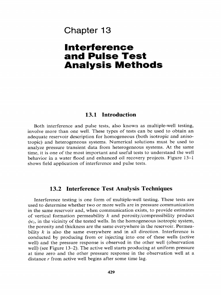 Chapter 13 Interference and Pulse Test Analysis Methods PDF Petroleum Reservoir Physical