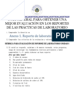 Guia General para Obtener Una Mejor Evaluación en Los Reportes de Las Prácticas de Laboratorio