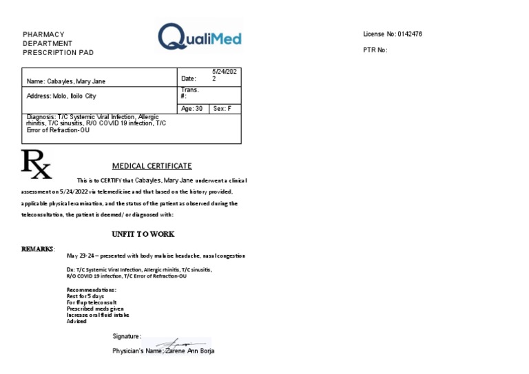 PRESCRIPTION PAD-Cabayles 2 | PDF | Science & Mathematics