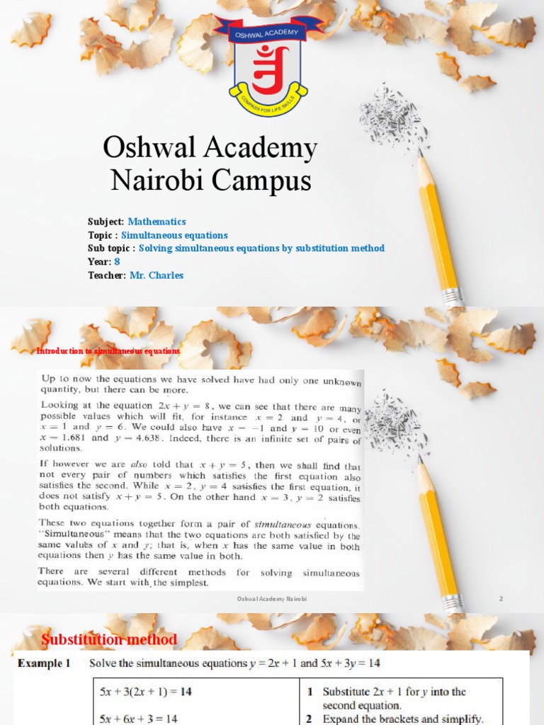 Solving Simultaneous Equations By Substitution Method Pdf