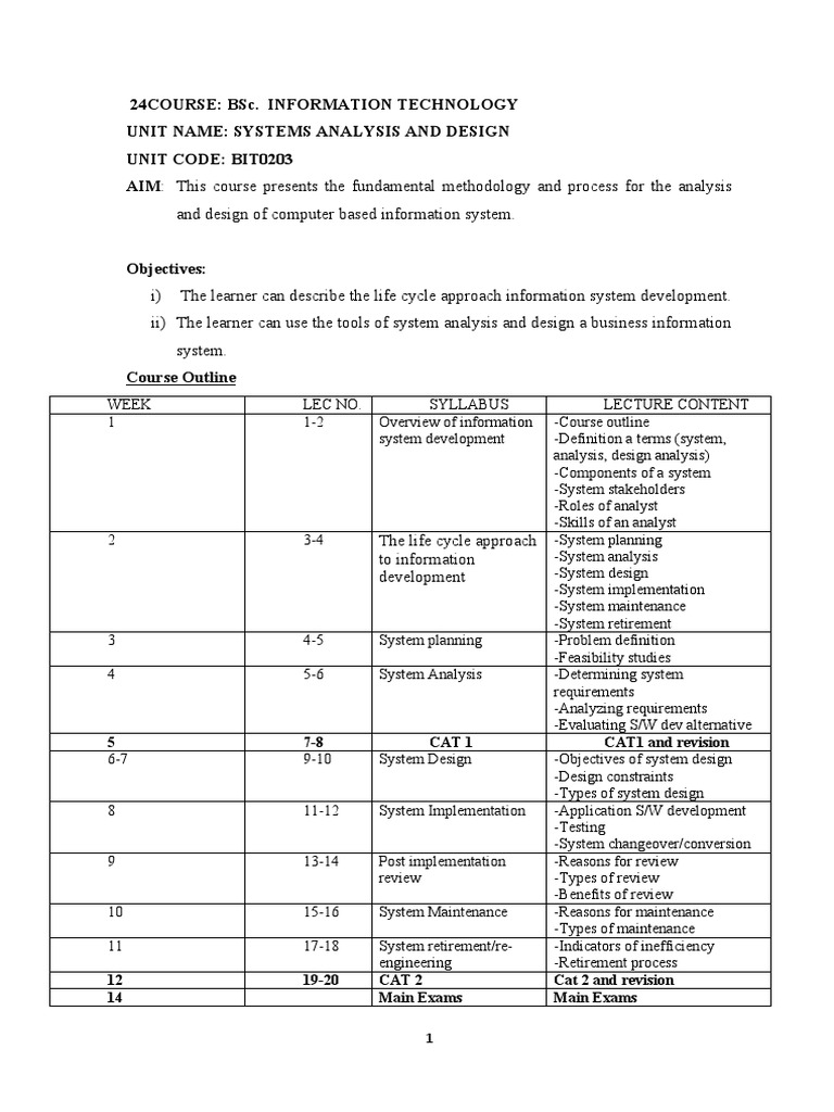 Systems Analysis & Design Course Overview | PDF | Software Development ...