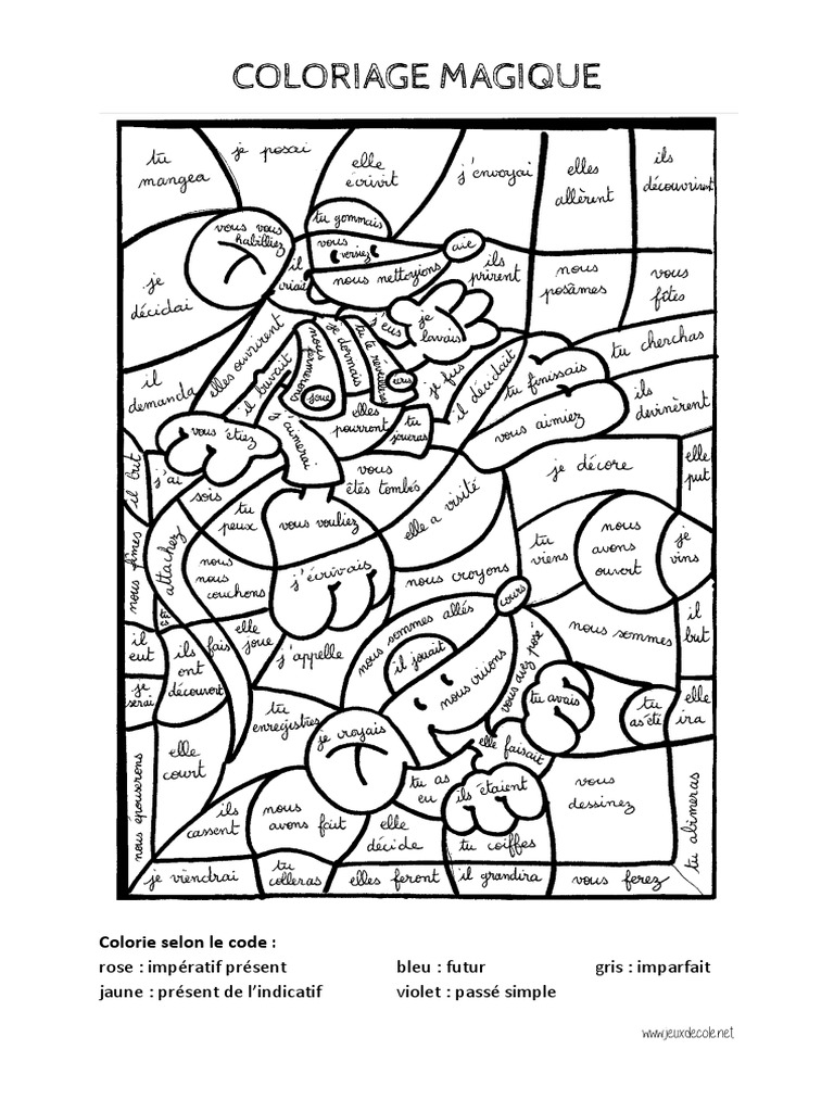 Coloriage Magique Passé Présent Futur Coloriage Magique Souris Temps Des Verbes Conjugaison | PDF