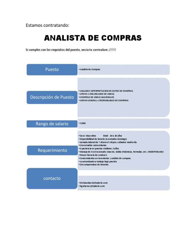 Analista de Compras | PDF