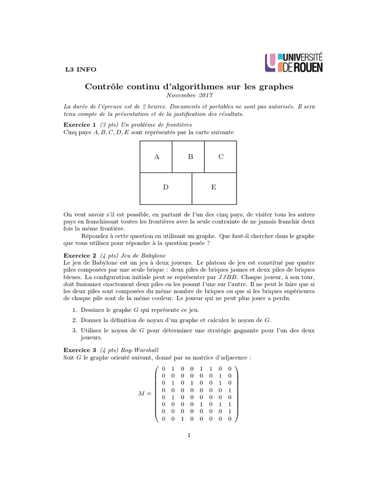 CC 217+CorrigÃ© | PDF | Théorie des graphes | Mathématiques discrètes