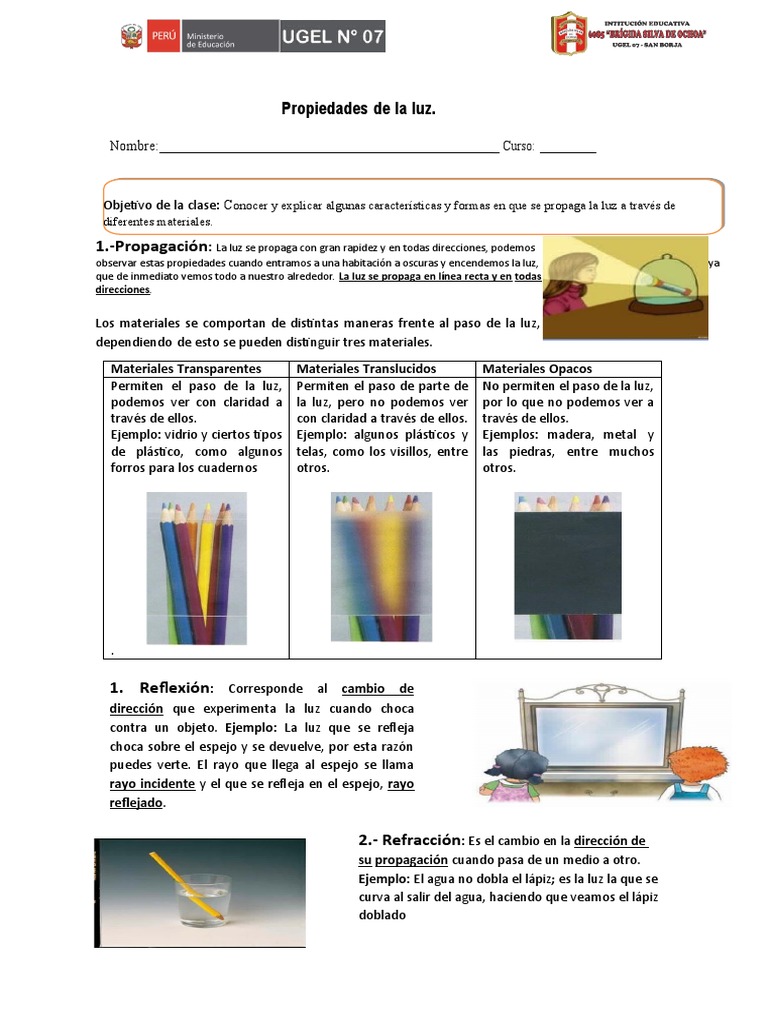 Propiedades y propagación de la luz | PDF | Ligero | Espejo
