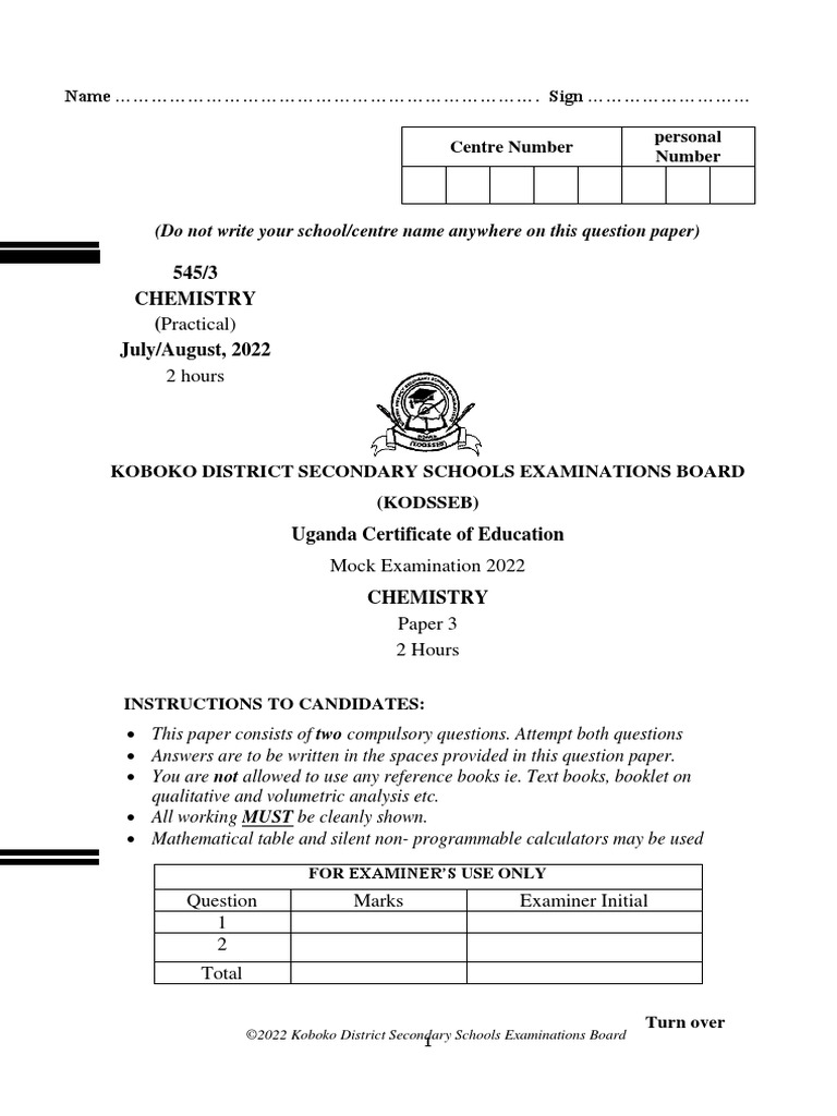 Chemistry Paper 3 PDF PDF Titration Chemistry